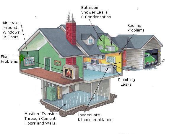 A diagram showing the different parts of a house.